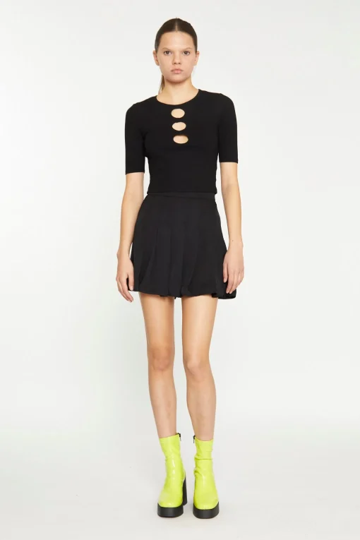Glamorous Going Out Tops|Black Short Sleeve Cut Out Top -