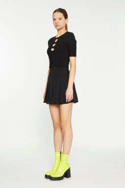 Glamorous Going Out Tops|Black Short Sleeve Cut Out Top -