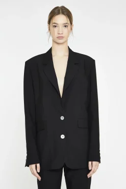 Glamorous Prom|Blazers|Black Single Breast Oversized-Blazer -