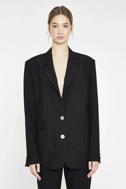 Glamorous Prom|Blazers|Black Single Breast Oversized-Blazer -