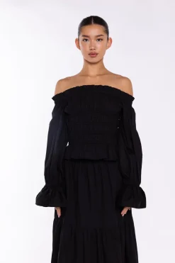 Glamorous Co-ords|Crops, Corsets & Bodysuits|Black Smocked Top -