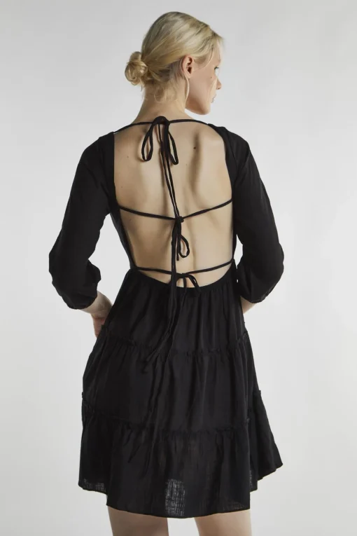 Glamorous Day Dresses|Mini Dresses|Black Square Neck Mini-Dress -
