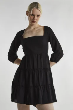 Glamorous Day Dresses|Mini Dresses|Black Square Neck Mini-Dress -
