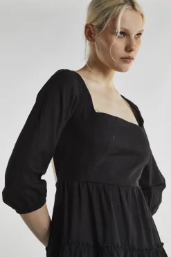 Glamorous Day Dresses|Mini Dresses|Black Square Neck Mini-Dress -