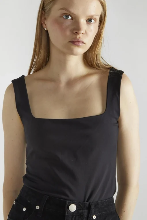 Glamorous Crops, Corsets & Bodysuits|Black Square-Neck Bodysuit -