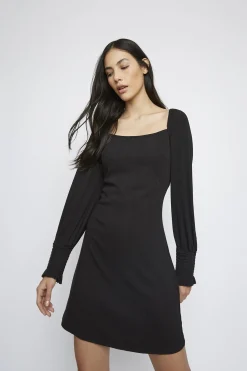 Glamorous Day Dresses|Mini Dresses|Black Square-Neck Mini-Dress -