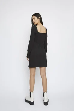 Glamorous Day Dresses|Mini Dresses|Black Square-Neck Mini-Dress -