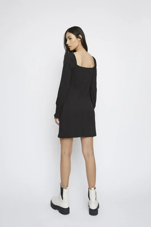 Glamorous Day Dresses|Mini Dresses|Black Square-Neck Mini-Dress -