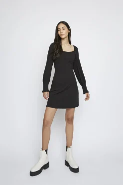 Glamorous Day Dresses|Mini Dresses|Black Square-Neck Mini-Dress -
