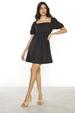 Glamorous Day Dresses|Mini Dresses|Black Square-Neck Mini-Dress -