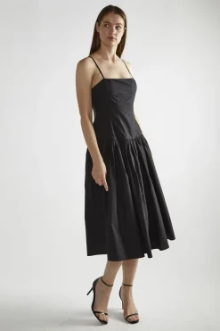 Glamorous Day Dresses|Midi & Midaxi Dresses|Black Square-Neck Skater Midi-Dress -