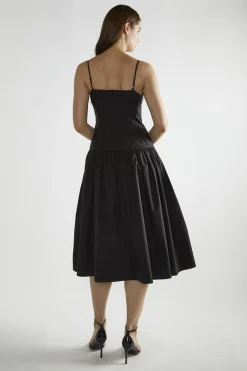 Glamorous Day Dresses|Midi & Midaxi Dresses|Black Square-Neck Skater Midi-Dress -