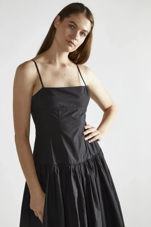Glamorous Day Dresses|Midi & Midaxi Dresses|Black Square-Neck Skater Midi-Dress -