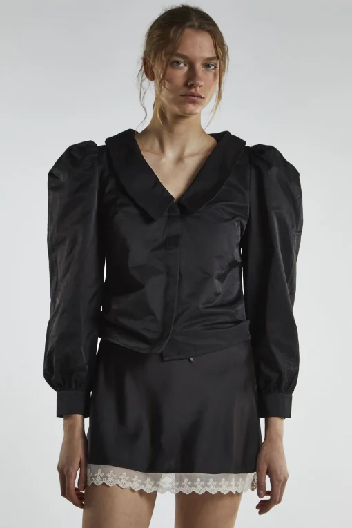 Glamorous Blouses & Shirts|Black Statement Sleeves Blouse -