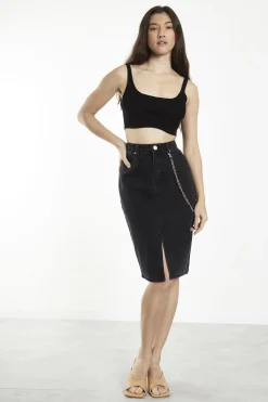 Glamorous Midi & Midaxi Skirts|Black Straight Pencil Midi-Skirt -