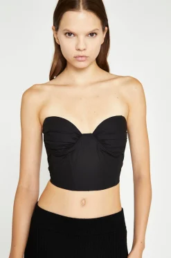 Glamorous Best Dressed Guest|Going Out Tops|Black Strapless Corset Crop-Top -