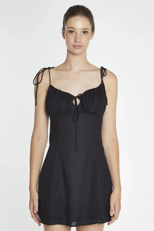 Glamorous Day Dresses|Mini Dresses|Black Strappy Milkmaid Mini-Dress -