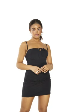 Glamorous Mini Dresses|Mini Dresses|Black Strappy-Bodycon Mini-dress -
