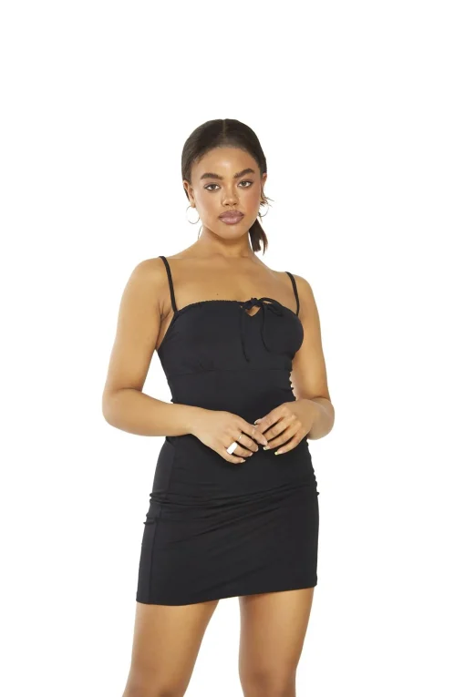 Glamorous Mini Dresses|Mini Dresses|Black Strappy-Bodycon Mini-dress -