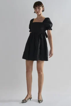 Glamorous Day Dresses|Mini Dresses|Black Tie-Back Mini-Dresses -