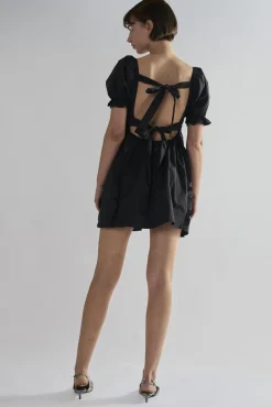 Glamorous Day Dresses|Mini Dresses|Black Tie-Back Mini-Dresses -