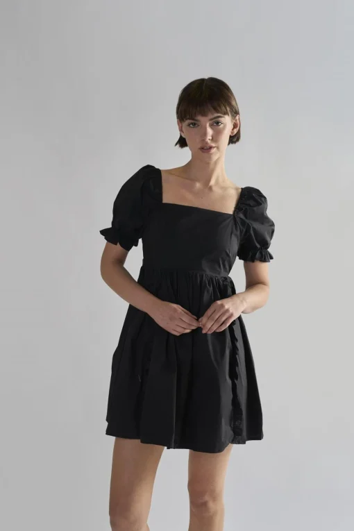 Glamorous Day Dresses|Mini Dresses|Black Tie-Back Mini-Dresses -