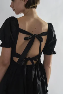 Glamorous Day Dresses|Mini Dresses|Black Tie-Back Mini-Dresses -