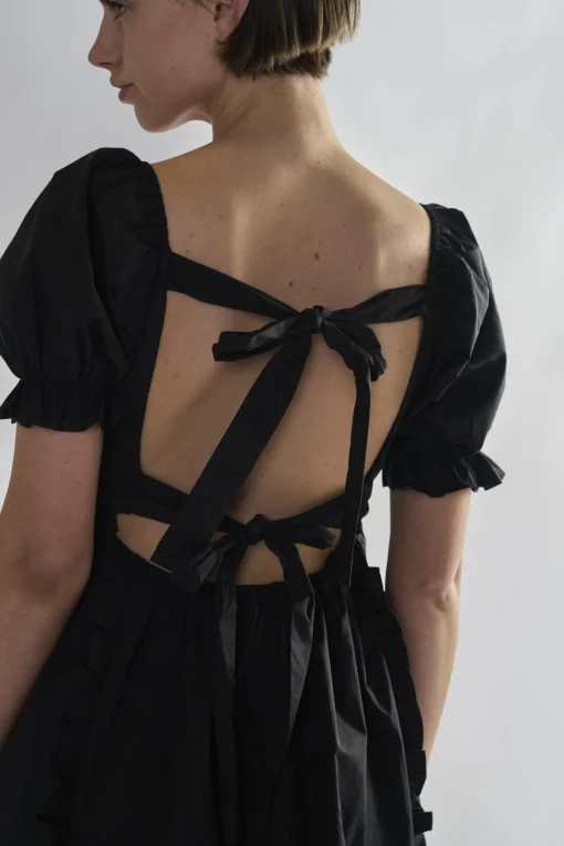 Glamorous Day Dresses|Mini Dresses|Black Tie-Back Mini-Dresses -