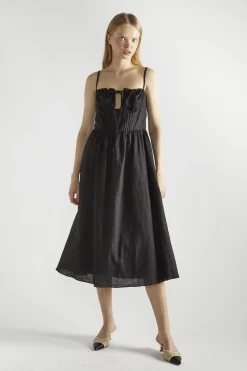 Glamorous Midi & Midaxi Dresses|Midi & Midaxi Dresses|Black Tie-Front Midi-Dresses -