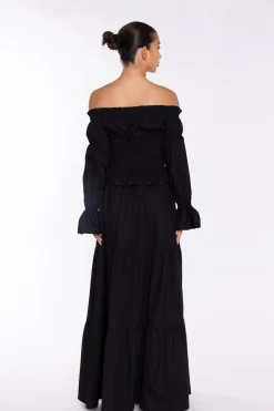 Glamorous Co-ords|Maxi Skirts|Black Tiered Maxi-Skirt -