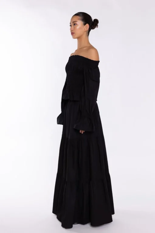 Glamorous Co-ords|Maxi Skirts|Black Tiered Maxi-Skirt -