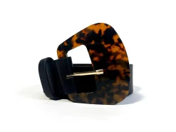 Glamorous Belts|Black Tortoiseshell-Buckle Belt -
