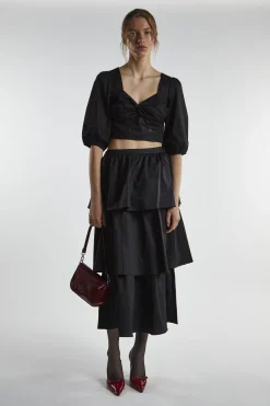 Glamorous Crops, Corsets & Bodysuits|Black Twist-Front Crop-Top -