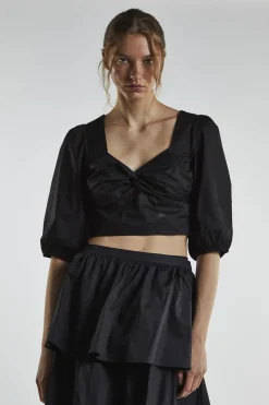 Glamorous Crops, Corsets & Bodysuits|Black Twist-Front Crop-Top -