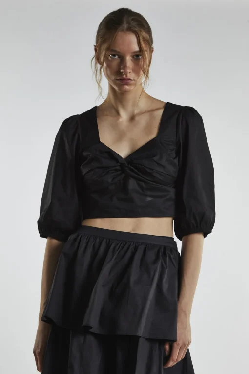 Glamorous Crops, Corsets & Bodysuits|Black Twist-Front Crop-Top -