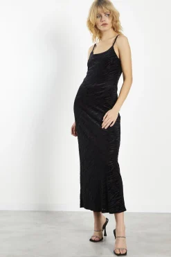 Glamorous Party Dresses|Going Out Dresses|Black Velvet-Devore Bodycon Maxi-Dress -