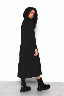 Glamorous Day Dresses|Maxi Dresses|Black V-Neck Long-Sleeve Maxi-Dress -