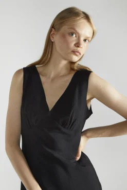 Glamorous Day Dresses|Midi & Midaxi Dresses|Black V-neck Midi-Dress -