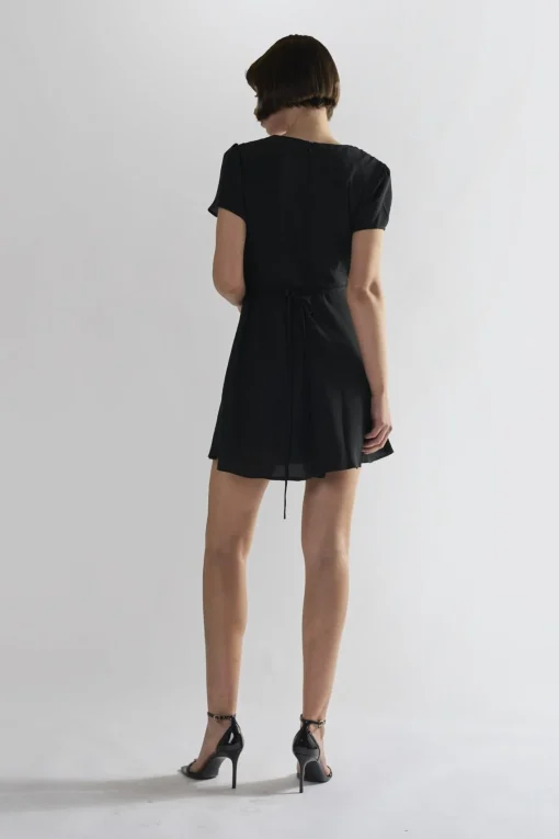 Glamorous Day Dresses|Mini Dresses|Black V-Neck Mini-Dresses -