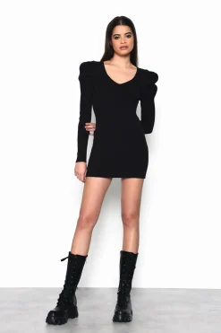 Glamorous Day Dresses|Mini Dresses|Black V-Neck-Mini-Dresses -
