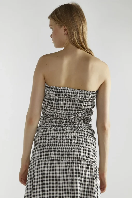 Glamorous Crops, Corsets & Bodysuits|Black White Gingham-Print Bardot Crop-Top -