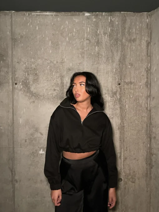 Glamorous Loungewear|Jumpers|Black Zip- Neck -Jumper -