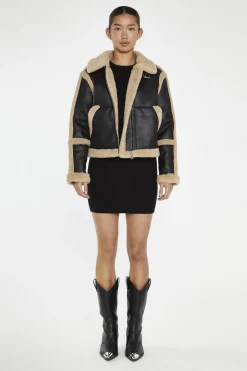Glamorous Faux Fur & Leather|Jackets|Black-Beige Faux-Fur Trim Jacket -