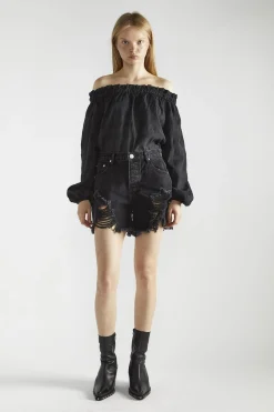 Glamorous Blouses & Shirts|Black-Check Swing Bardot-Top -