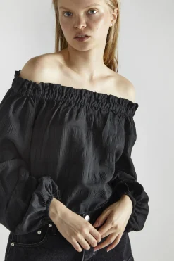 Glamorous Blouses & Shirts|Black-Check Swing Bardot-Top -