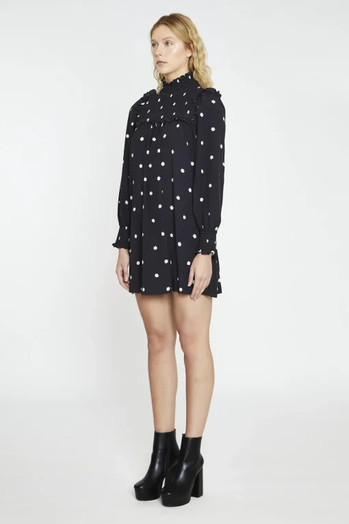 Glamorous Mini Dresses|Mini Dresses|Black-Daisy Turtle-Neck Mini-Dress -