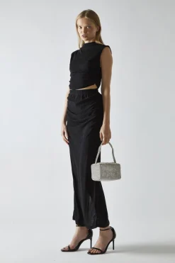 Glamorous Going Out Tops|Co-ords|Black-Glitter High-neck Crop-Top -