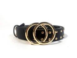 Glamorous Belts|Black-Gold Studded Belt -