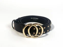 Glamorous Belts|Black-Gold Studded Belt -