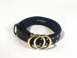 Glamorous Belts|Black-Gold Studded Belt -